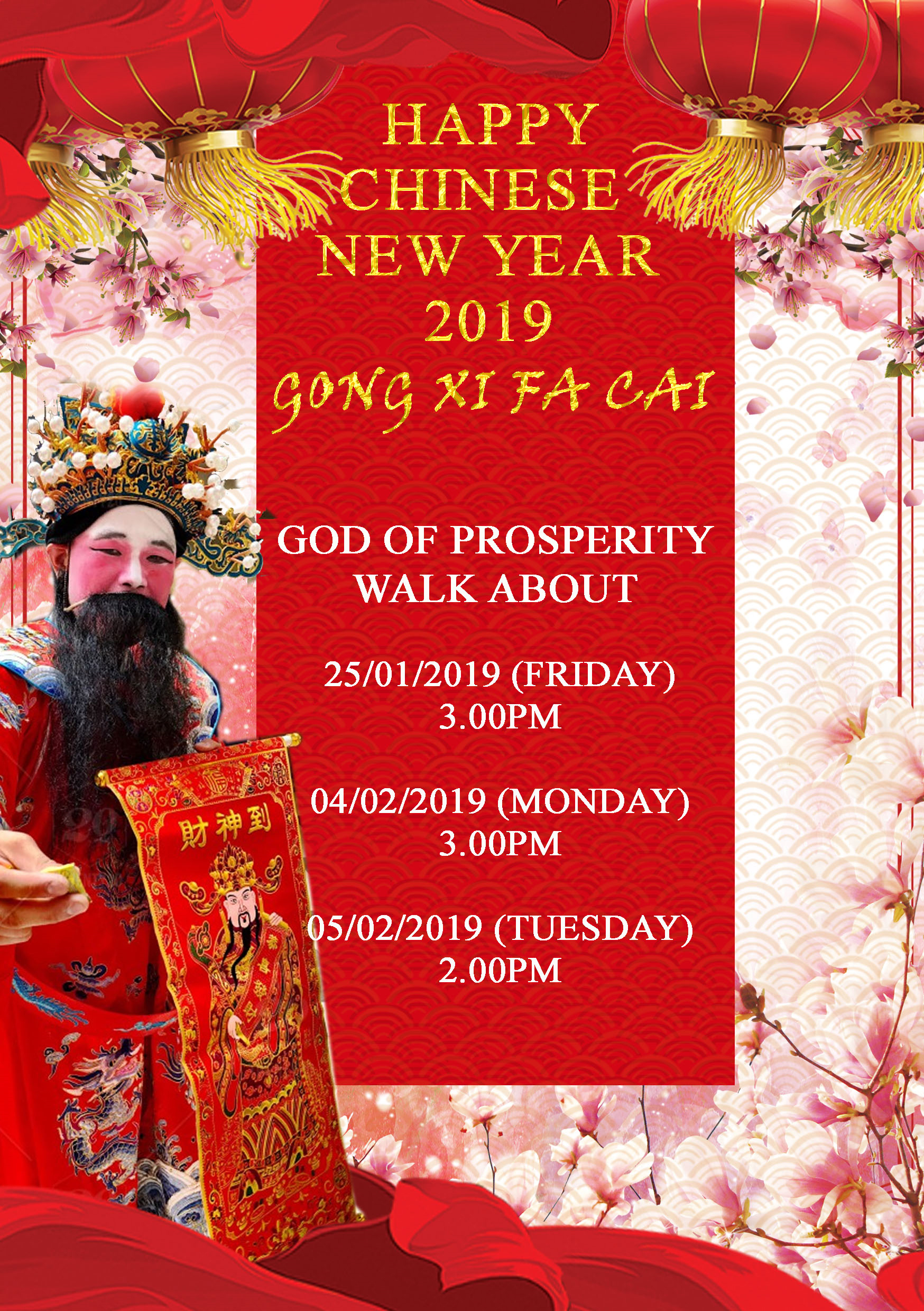 God Of Prosperity Walkabout For Chinese New Year 2019